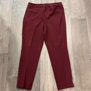 NWT White House Black Market Ponte Burgundy Slim Ankle Pants - 10